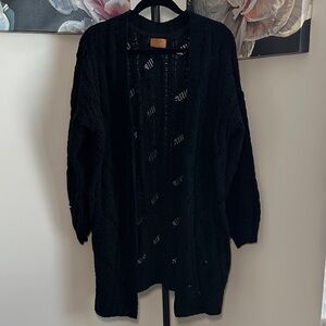 POL Chic Black Open-Front Cardigan